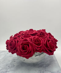 Red Rose bowl, porcelain marble pattern