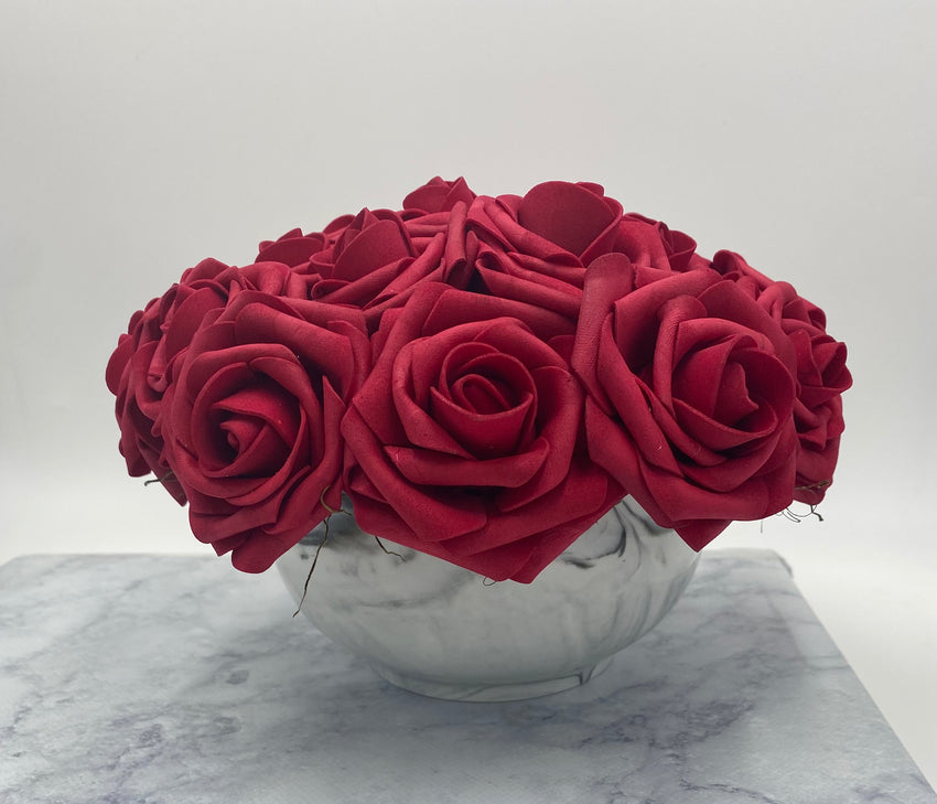 Red Rose bowl, porcelain marble pattern